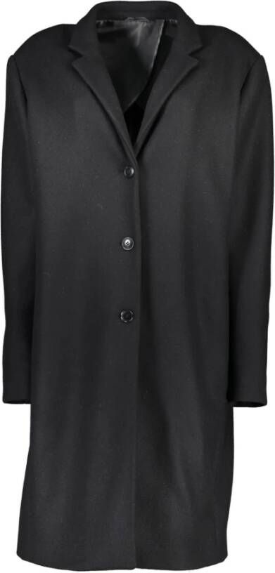 Gant Zwarte Wol Lange Mouw Jas met Knoopsluiting Black Dames