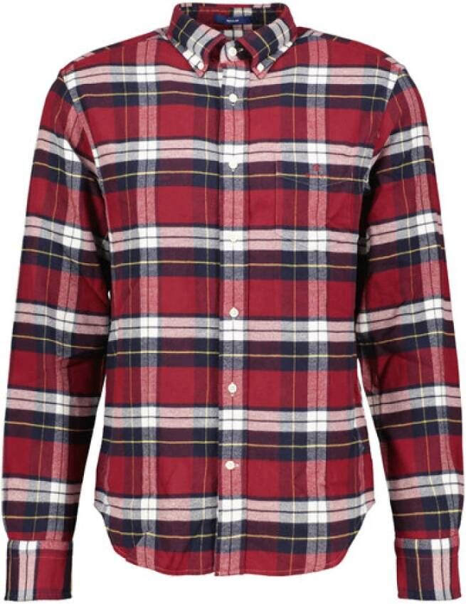 Gant casual overhemd met borstzak wijde fit rood geruit katoen