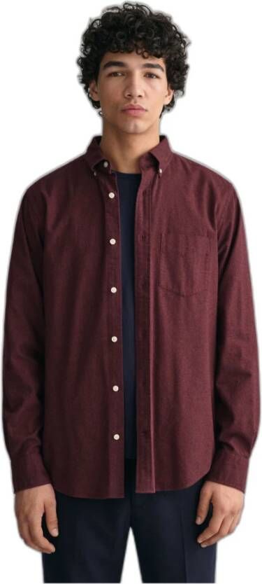 Gant Flannel Melange Overhemd Rood Heren