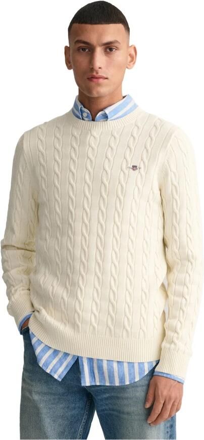 Gant Gebreide trui COTTON CABLE C-NECK met wapen-logo borduurwerk op de borst - Foto 2