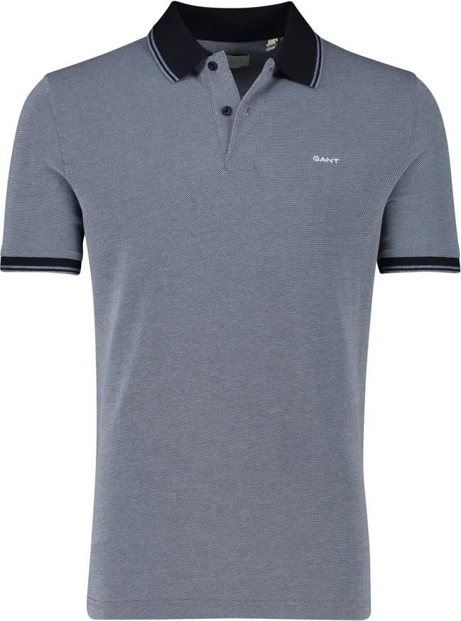 Gant poloshirt normale fit blauw effen Pima katoen