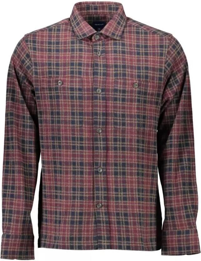 Gant Bruine Katoenen Overhemd Lange Mouwen Franse Kraag Brown Heren