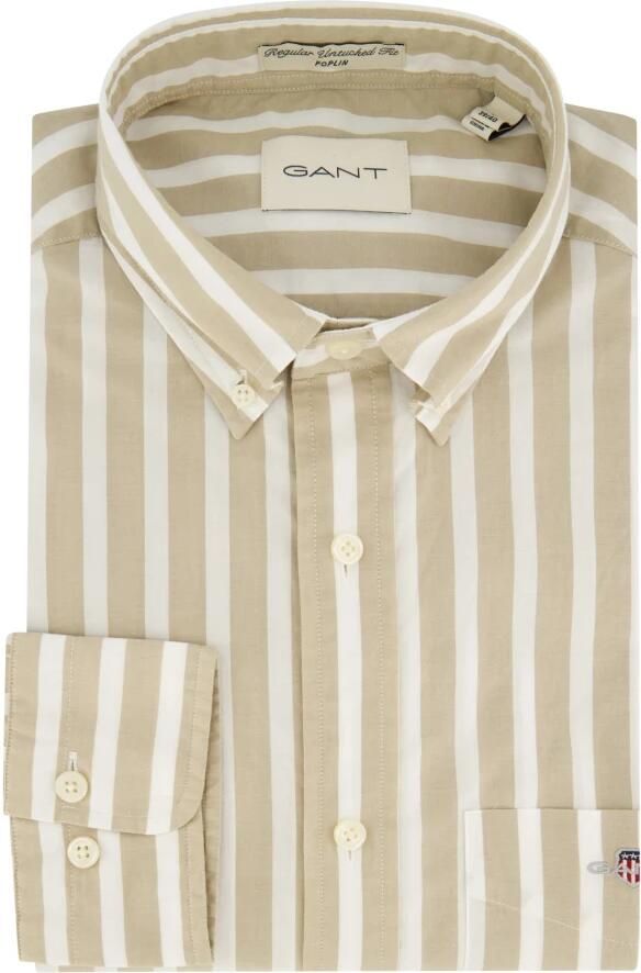 GANT gestreept regular fit overhemd REG WIDE dried khaki