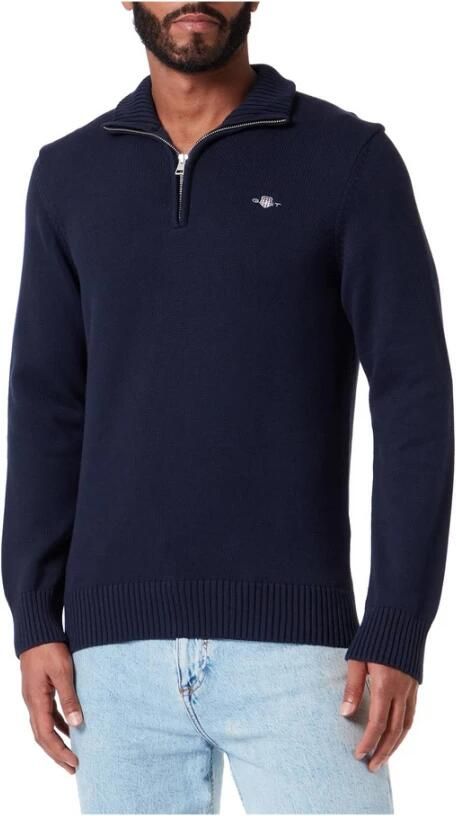 Gant Schipperstrui CASUAL COTTON HALFZIP met geborduurd grafisch logo op de borst - Foto 4