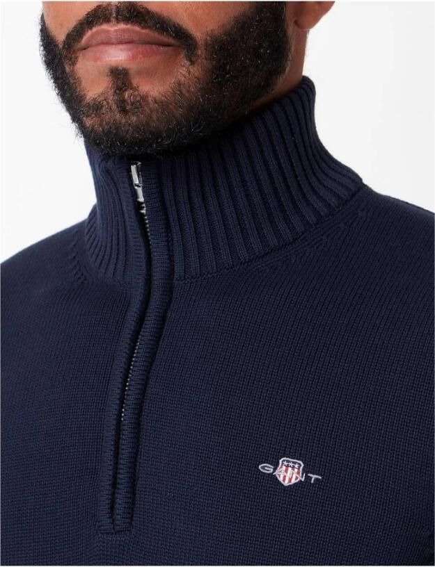 Gant Schipperstrui CASUAL COTTON HALFZIP met geborduurd grafisch logo op de borst