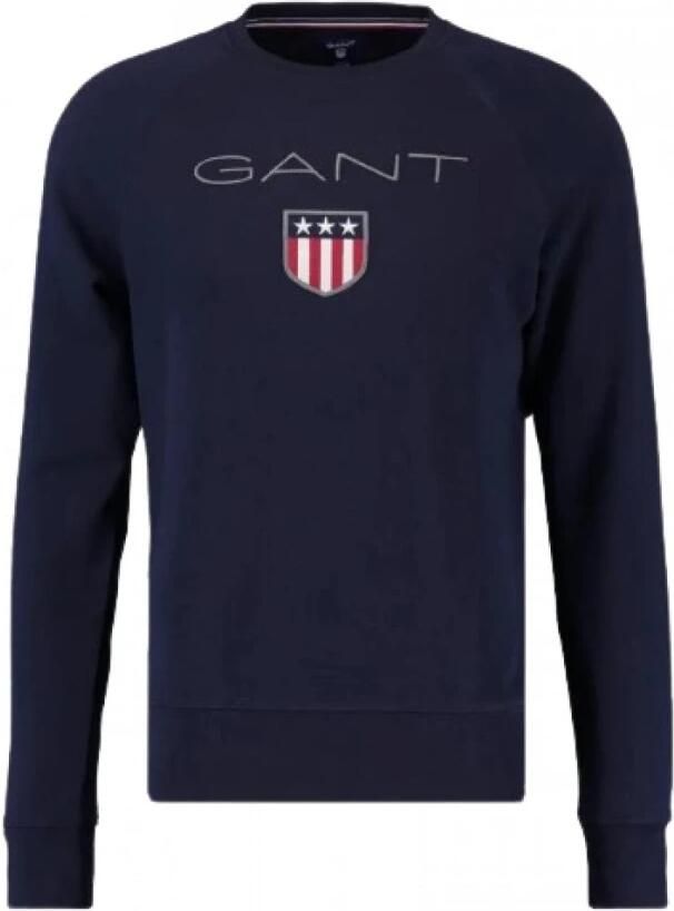 Gant Casual hoodies met geribbelde zoom en manchetten Blue Heren