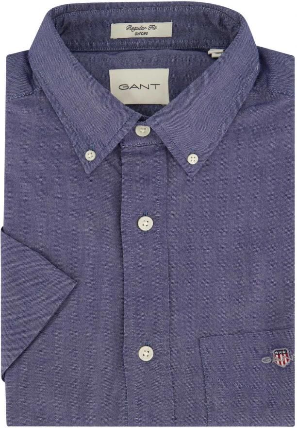 Gant Casual korte mouw blauw overhemd Blue Heren