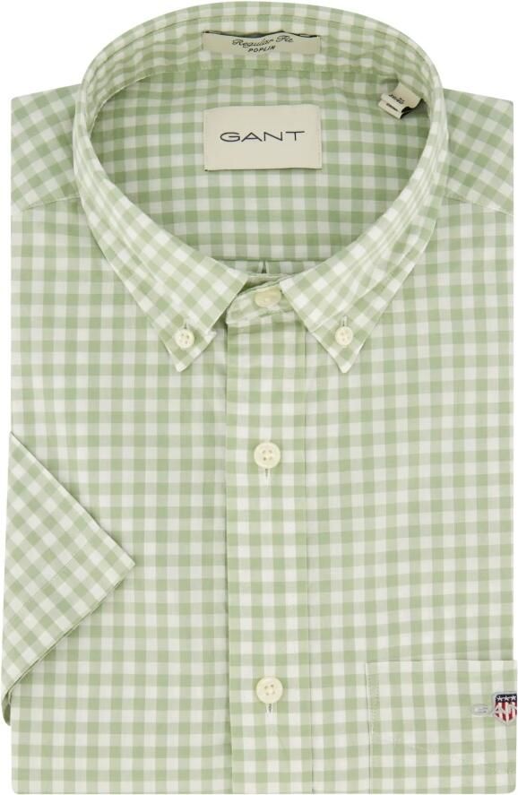 Gant Overhemd met korte mouwen Regular Fit Gingham Poplin Overhemd slijtvast easy care geruit - Foto 1