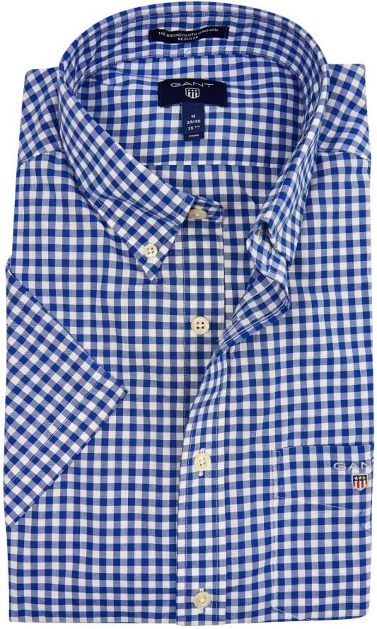 Gant Overhemd met korte mouwen THE BROADCLOTH GINGHAM REG BD met stolpplooi op de rug - Foto 3