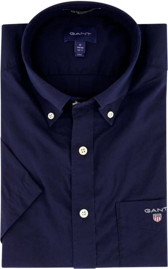 Gant Casual overhemd korte mouw donkerblauw Blue Heren - Foto 5