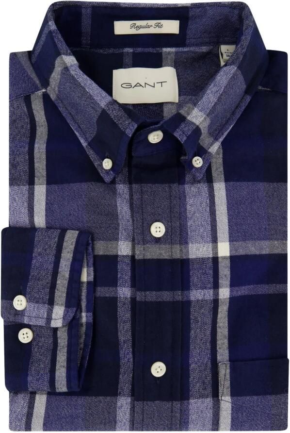 Gant Donkerblauw Geruite Borstzak Overhemd Blue Heren