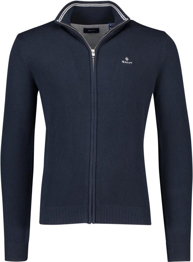 Gant Cardigan COTTON PIQUE ZIP CARDIGAN met logoborduursel op borsthoogte - Foto 2