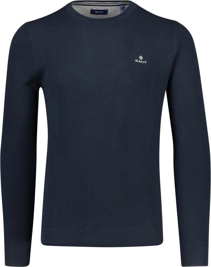 Gant Trui met ronde hals COTTON PIQUE C-NECK in piqué-structuurbreisel