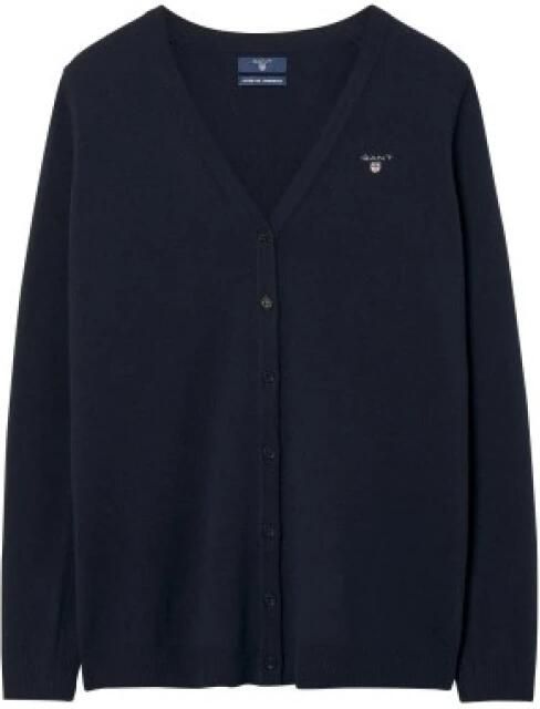 Gant Fijne V-hals Cardigan in Lamswol Blue Heren