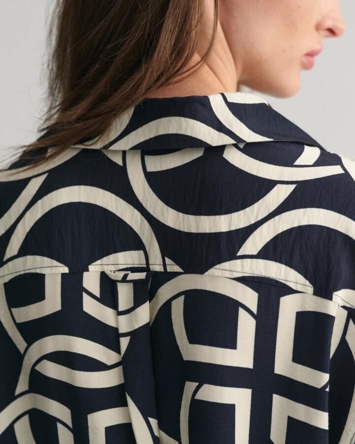 Gant Gedrukte Kaftan met V-hals Blue Dames - Foto 2