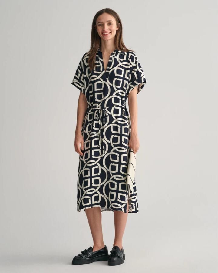 Gant Gedrukte Kaftan met V-hals Blue Dames - Foto 3