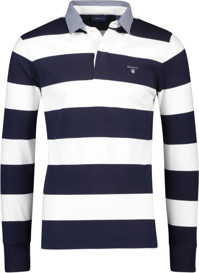 Gant Gestreepte donkerblauwe rugbykraag trui Blue Heren - Foto 2