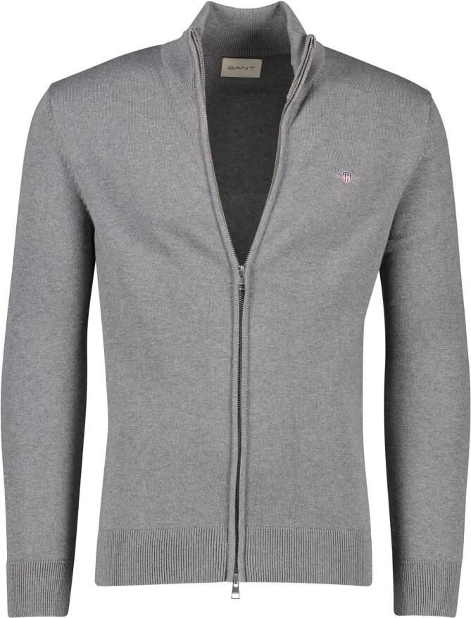Gant Cardigan CASUAL COTTON ZIP CARDIGAN Met ribbels aan opstaande kraag mouwen en zoom