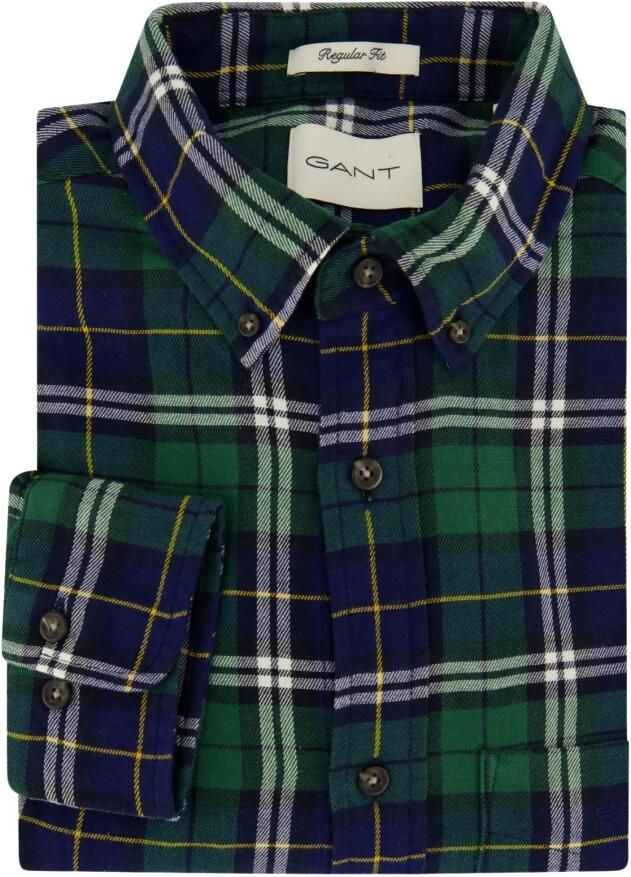 Gant Groen Blauw Geruite Overhemd met Borstzak Green Heren