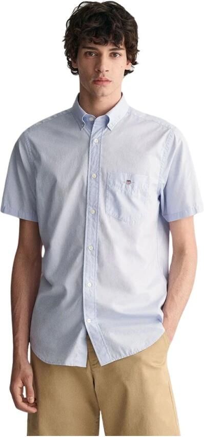 Gant Overhemd met korte mouwen Regular fit poplin overhemd licht slijtvast easy care