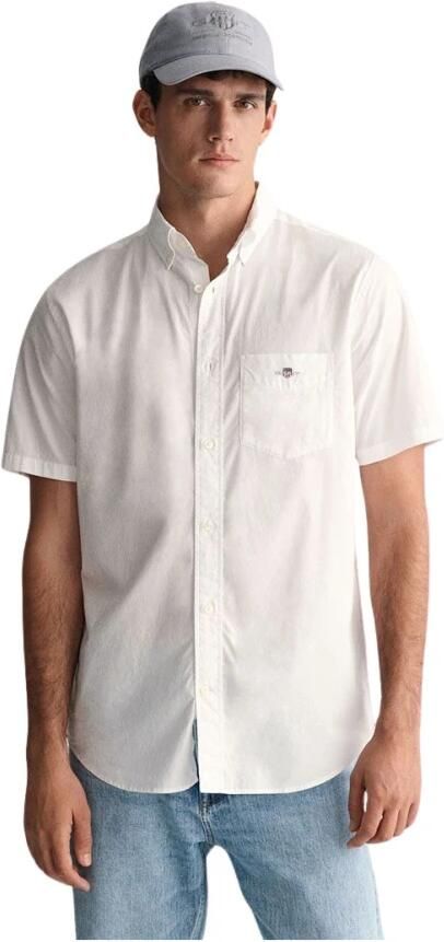 Gant Overhemd met korte mouwen Regular fit poplin overhemd licht slijtvast easy care