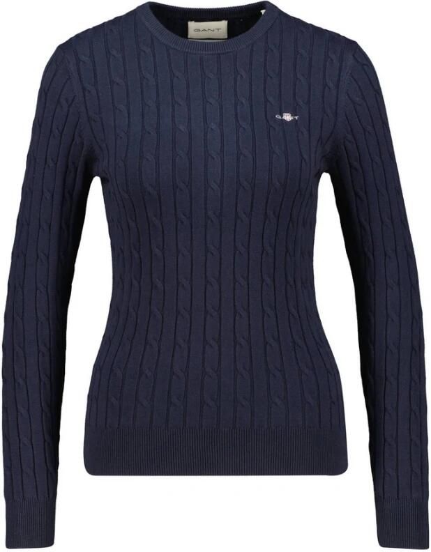 Gant Gebreide trui Stretch Cotton Cable C-Neck met logoborduursel op borsthoogte - Foto 12