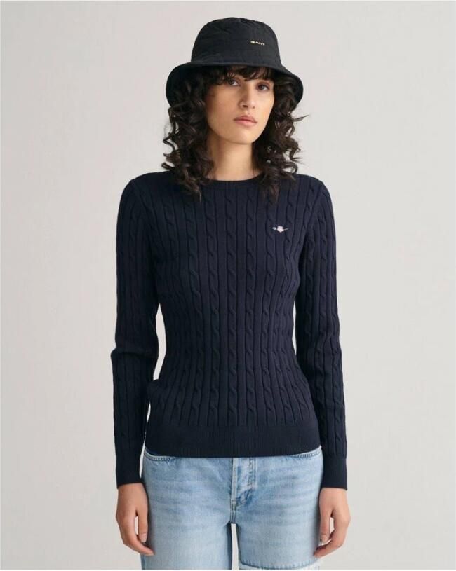 Gant Gebreide trui Stretch Cotton Cable C-Neck met logoborduursel op borsthoogte - Foto 11