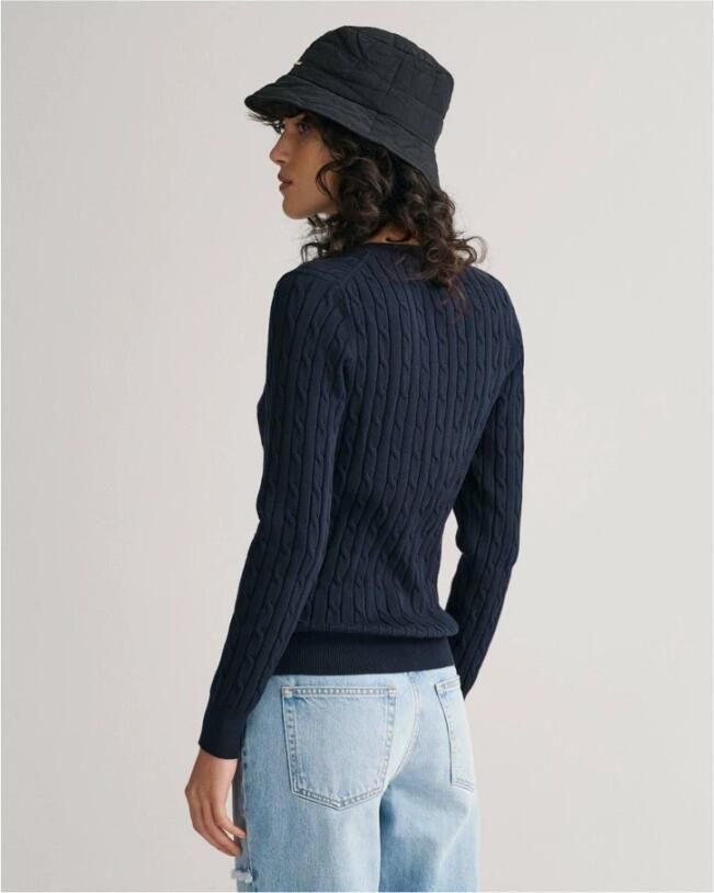 Gant Gebreide trui Stretch Cotton Cable C-Neck met logoborduursel op borsthoogte - Foto 9