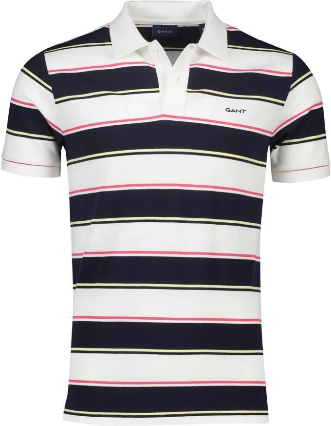 Gant Korte Mouw Donkerblauw Gestreept Poloshirt Blue Heren