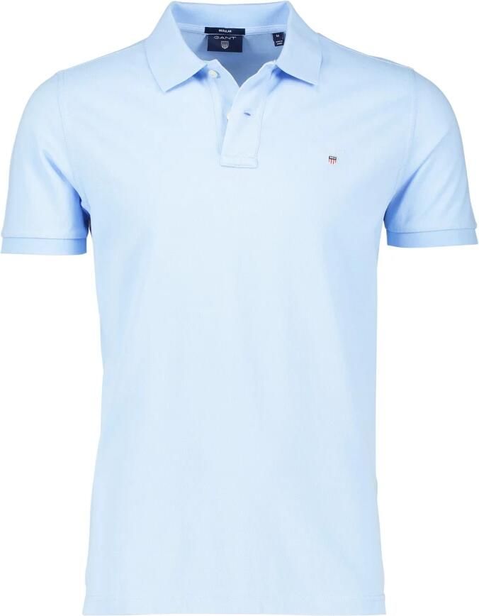 Gant Korte mouw polo in lichtblauw Blue Heren