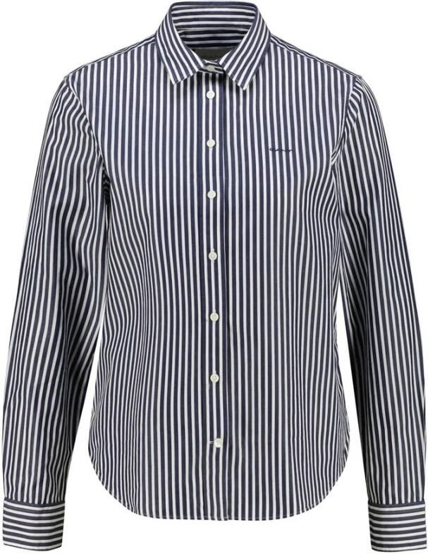 Gant Overhemdblouse REG POPLIN STRIPED SHIRT met een klein geborduurd logo op de borst - Foto 3