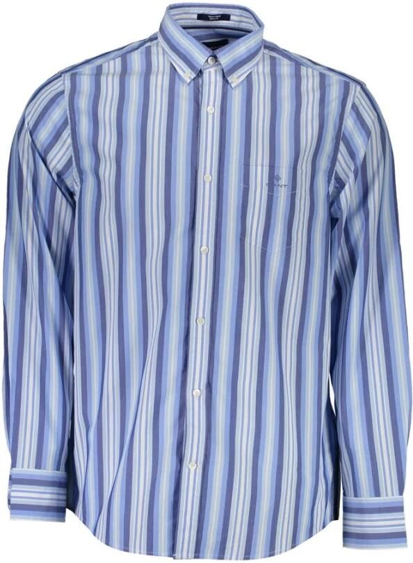 Gant Lichtblauw Katoenen Overhemd Regular Fit Multicolor Heren