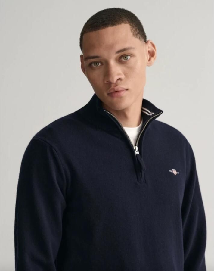 Gant Marine Half-Zip Lamswollen Trui Blue Heren - Foto 2
