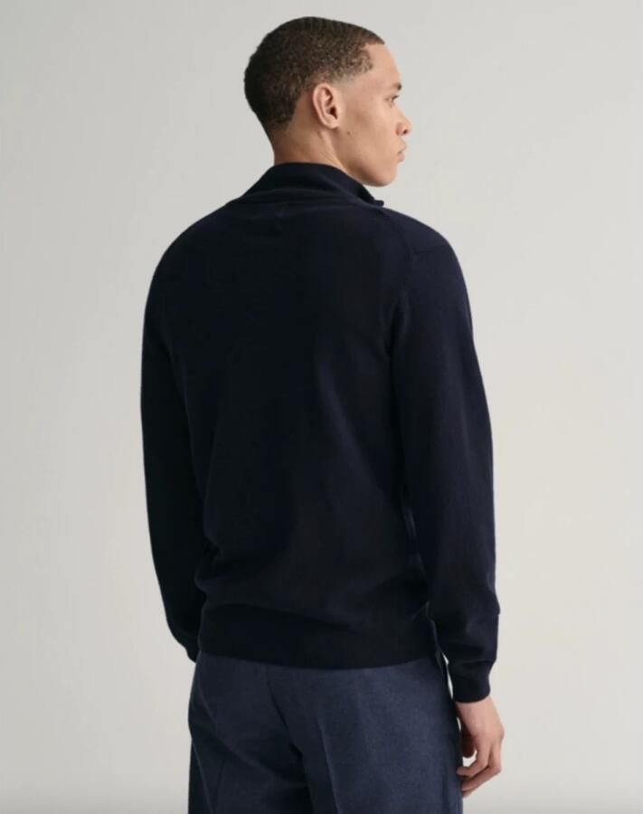 Gant Marine Half-Zip Lamswollen Trui Blue Heren - Foto 3