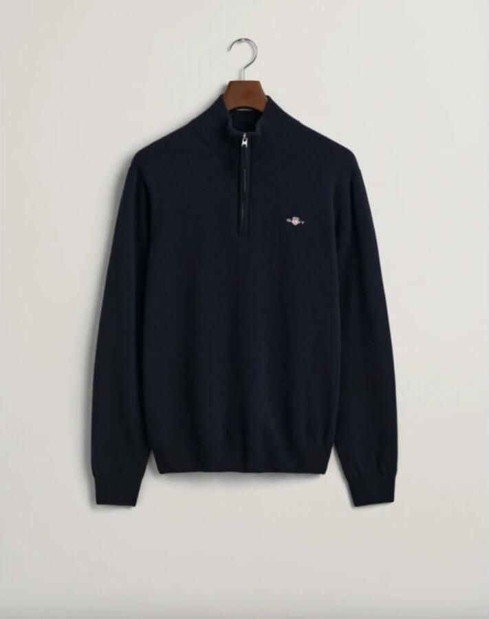 Gant Marine Half-Zip Lamswollen Trui Blue Heren - Foto 4
