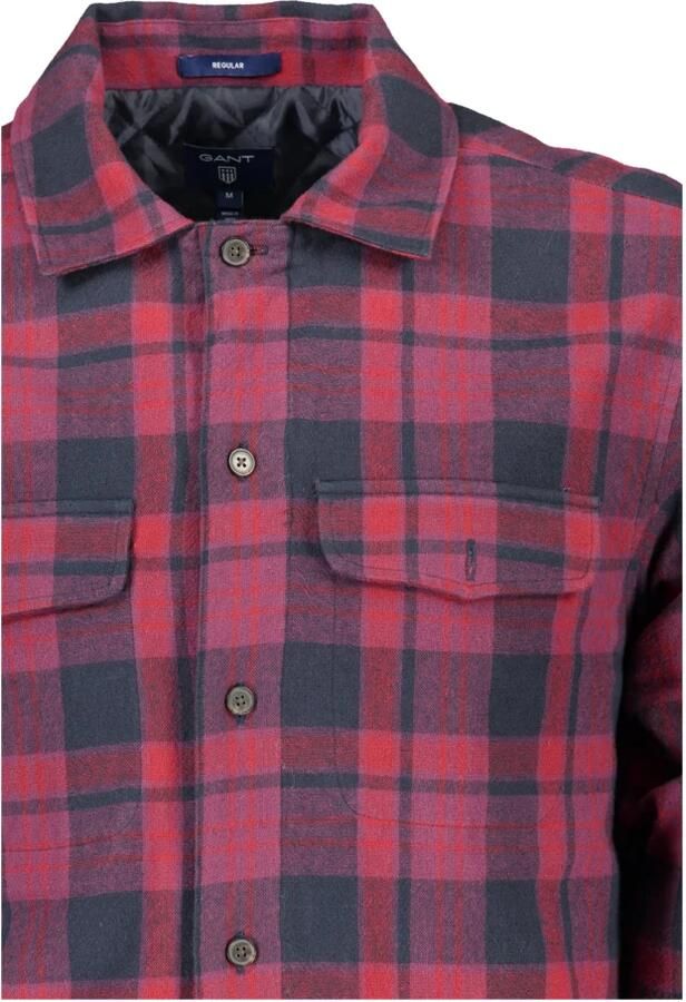 Gant Paarse Overhemd met Lange Mouwen en Italiaanse Kraag Purple Heren