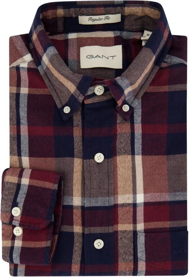 Gant Overhemd Lange Mouw Jaspé Overhemd Ruiten Bordeaux - Foto 4