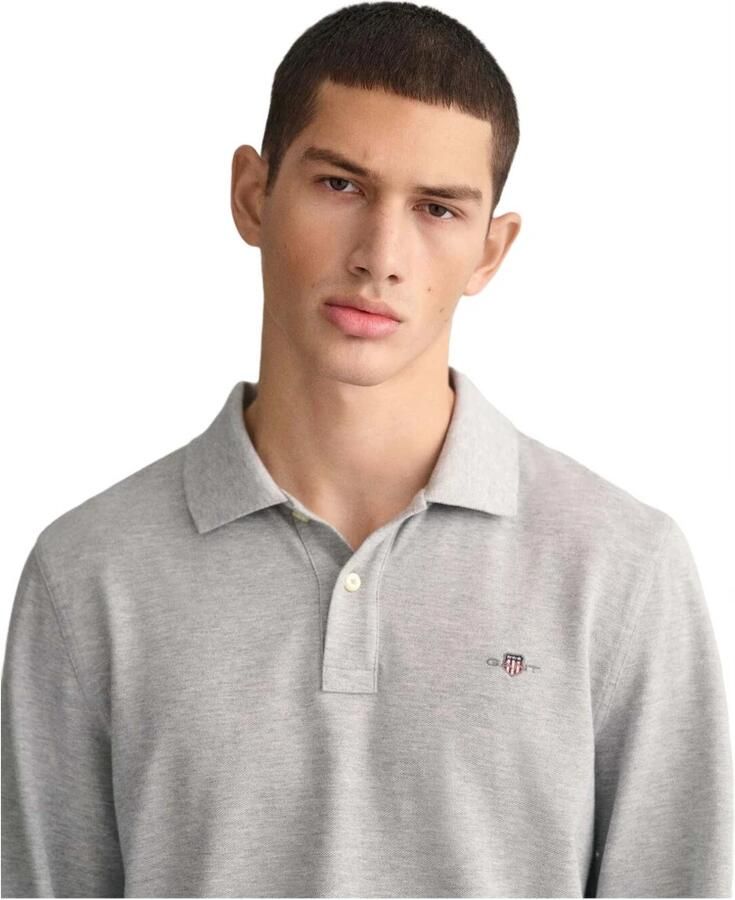 Gant Polo Shirt Lange Mouw Regular Shield piqué poloshirt met lange mouwen