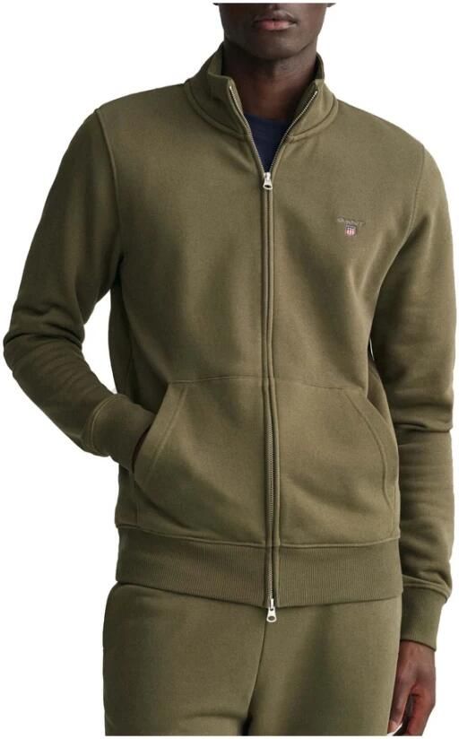 Gant Groene effen vest met opstaande kraag Green Heren - Foto 4