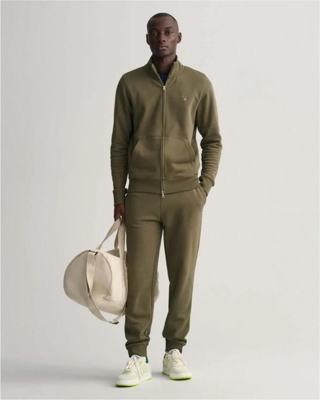 Gant Groene effen vest met opstaande kraag Green Heren - Foto 2