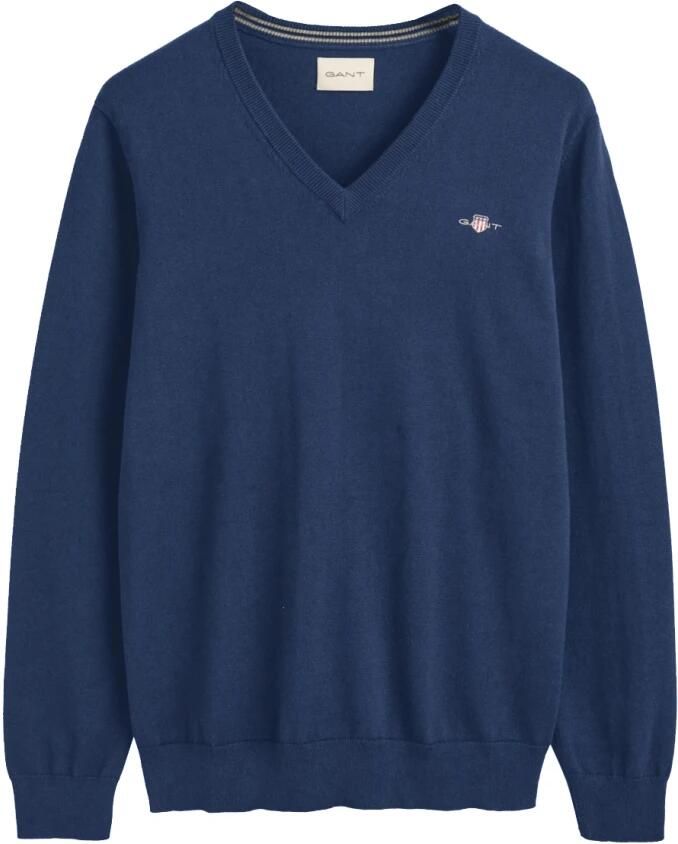 GANT fijngebreide trui met logo dark jeansblue melange
