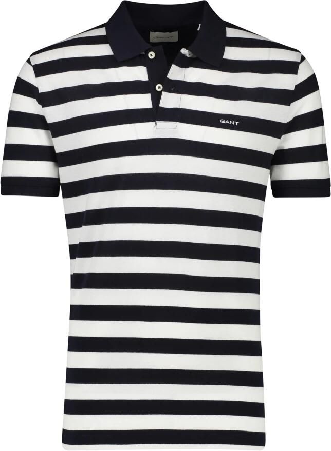 Gant Zwart Gestreept Poloshirt Korte Mouw Black Heren