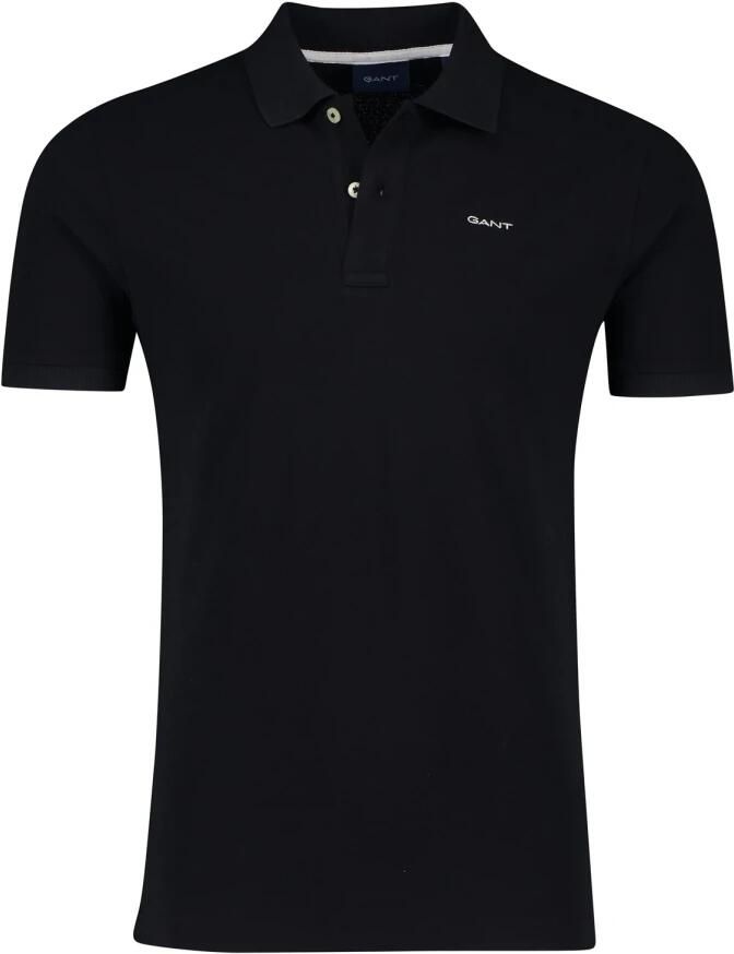 Gant Zwart poloshirt met korte mouwen Black Heren