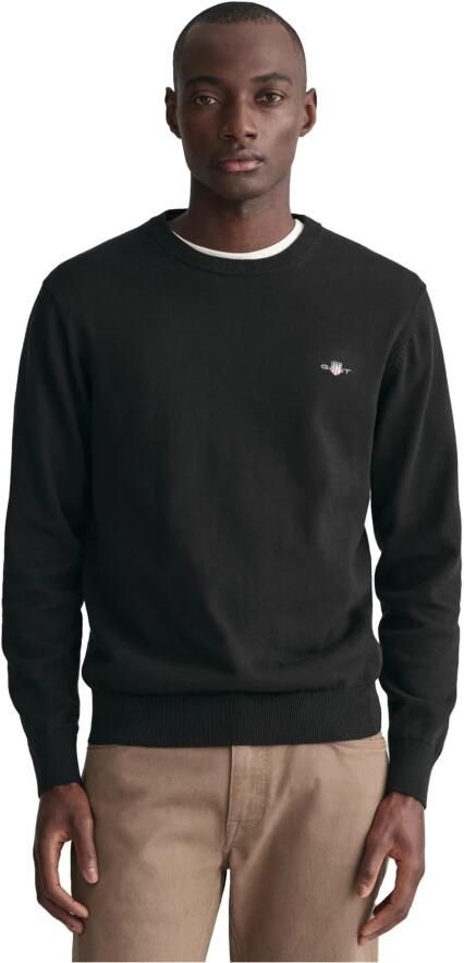 Gant Trui met ronde hals CLASSIC COTTON C-NECK Premium gebreide trui van zacht 100% katoen overgangstrui - Foto 4