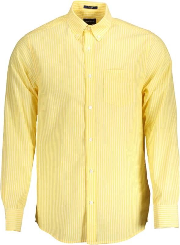 Gant Gele Katoenen Overhemd met Button-Down Kraag Geel Heren