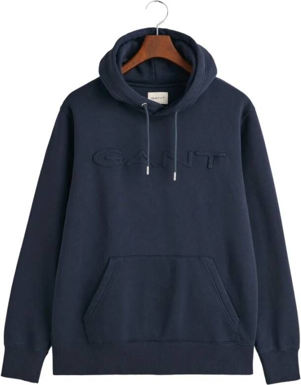 Gant Geperste hoodie Comfortabele en stijlvolle herenhoodie Blue Heren