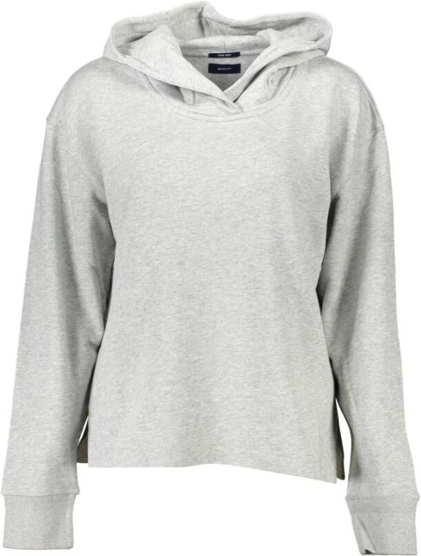 Gant Grijze Katoenen Trui met Capuchon en Logo Grijs