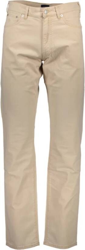 Gant Beige Katoenen Jeans Broek 5-Pocket Tube Been Logo Beige Heren