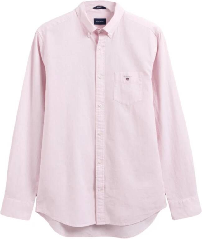 Gant Klassiek katoen- en linnen gesneden shirt Roze Heren