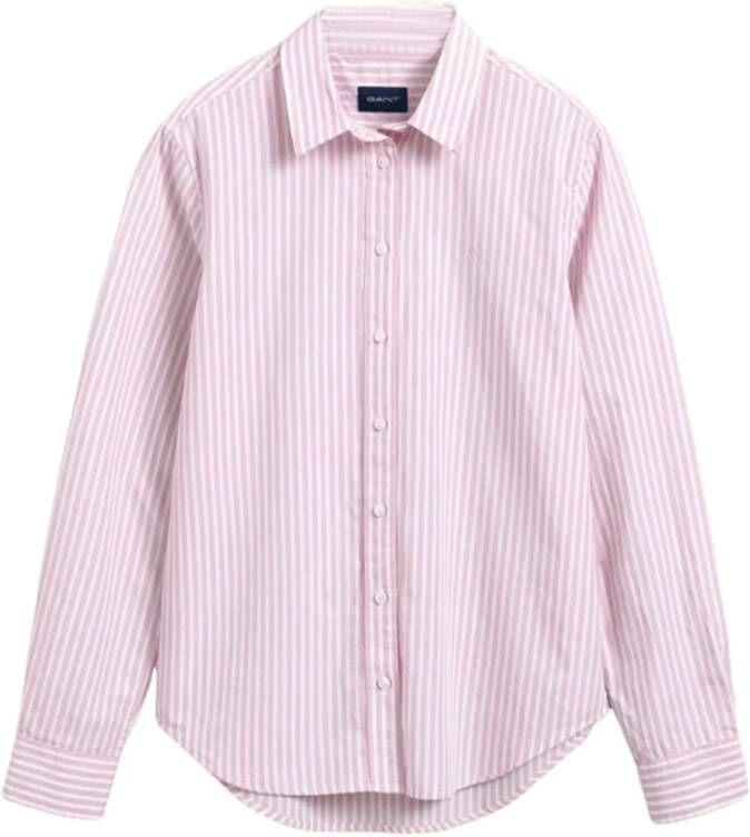Gant Klassiek snijhemd in fijn gestreepte laken Roze Dames